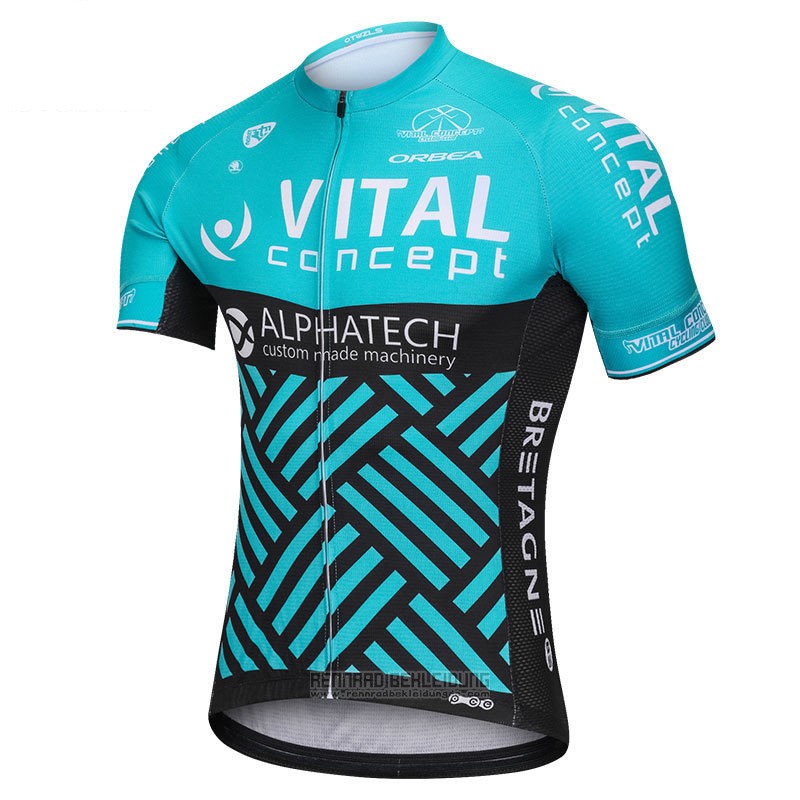 2018 Fahrradbekleidung Vital Concept Alphatech Blau und Shwarz Trikot Kurzarm und Tragerhose - zum Schließen ins Bild klicken